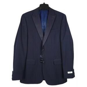 Alfani Men's Slim-Fit Stretch Tuxedo Jacket Diamond Grid Navy 42S NWT